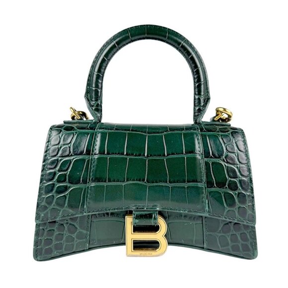 Auth BALENCIAGA Hourglass Top Handle Handbag Crossbody Shoulder Bag - Picture 1 of 14